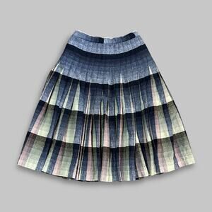 Vintage Multicolor Pleated Wool Blend Plaid Skirt – Women’s Size Small